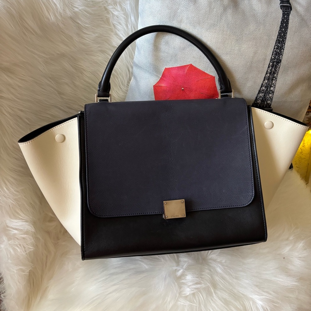 Celine Trapeze bag blue, Black and Cream Satchel 💯 Authentic in medium size